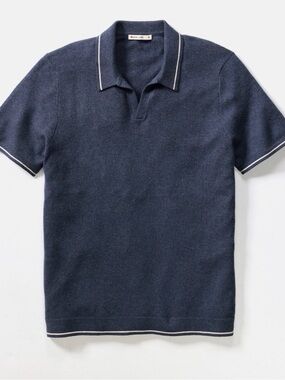 Marine Layer Liam Sweater Polo Contrast Trim sz XL